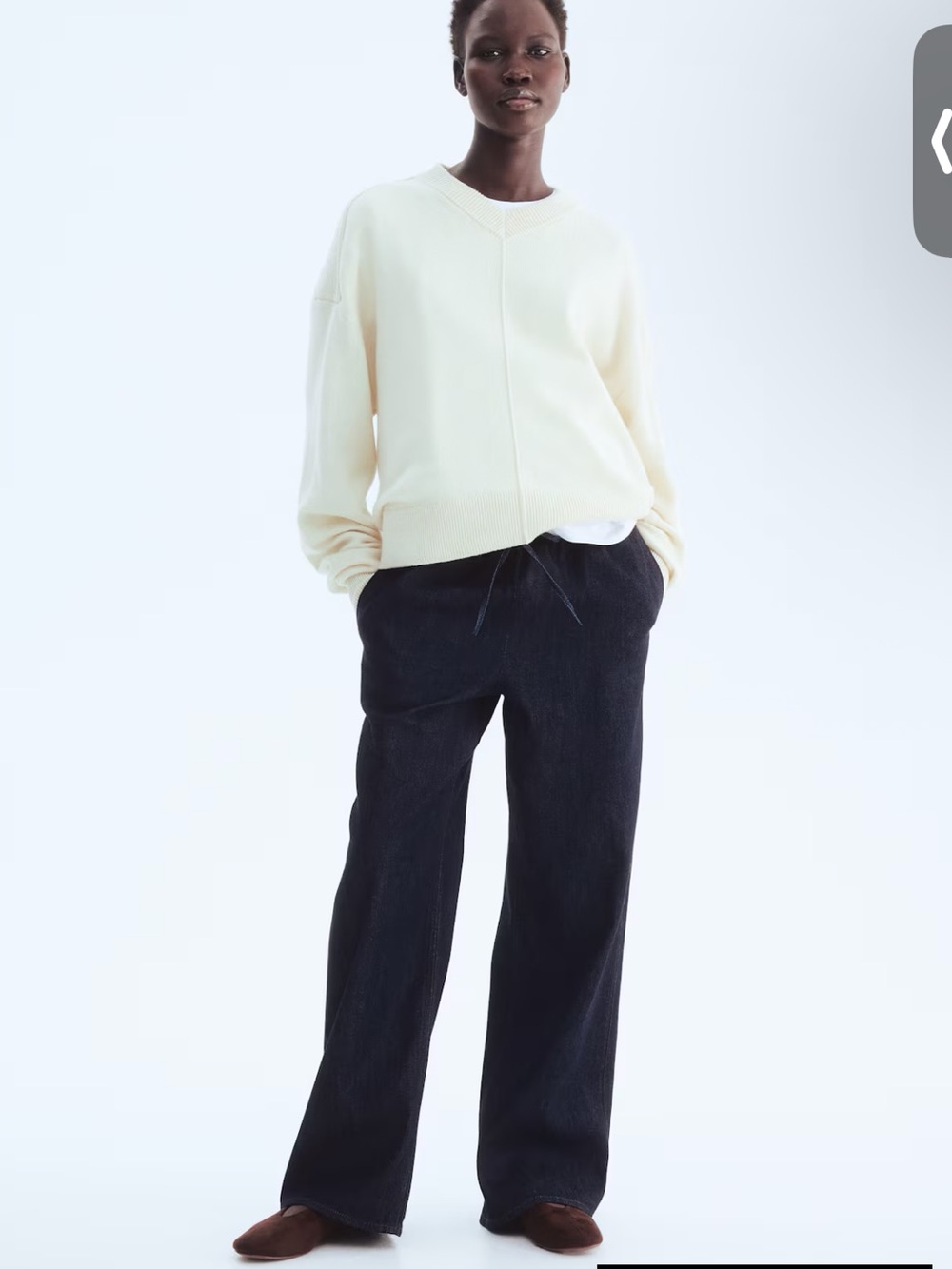 H&M Wide-Leg Pants in Dark Navy
